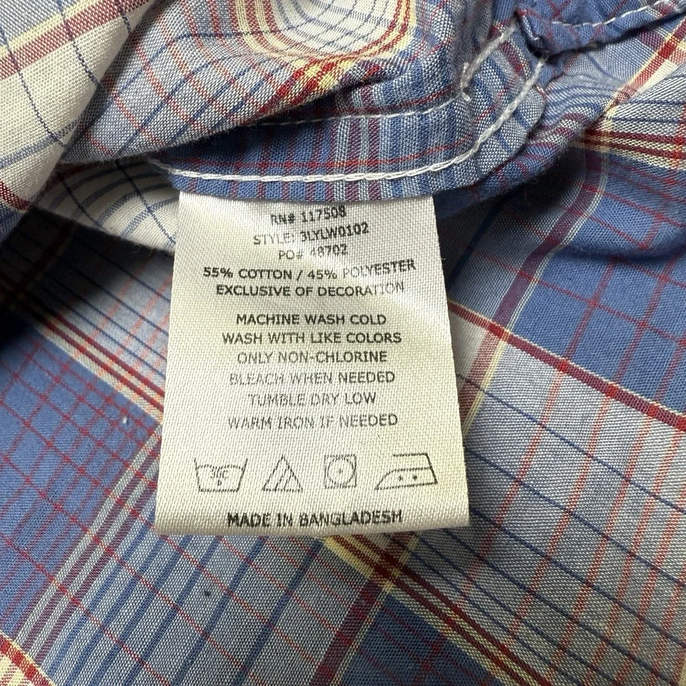 Levis Classic Modern Checked Plaid‎ Long Sleeve Shirt Size XL Western
